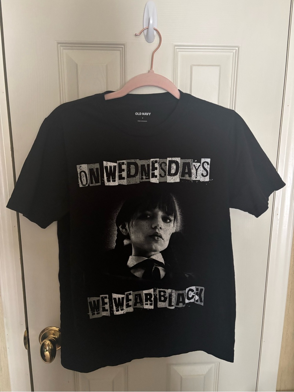 Old Navy Black Graphic Tee - "On Wednesdays We Wear Black"